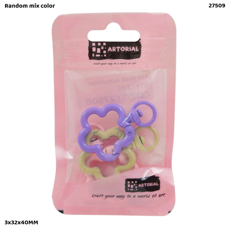 27509 KEY HOOK 3PC FLOWER MULTI COLOR 3x32x40MM