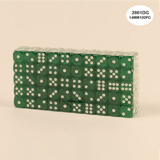 2861DG DICE DARK GREEN 100PCS 14MM
