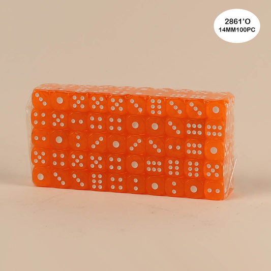 2861O DICE ORANGE 100PCS 14MM