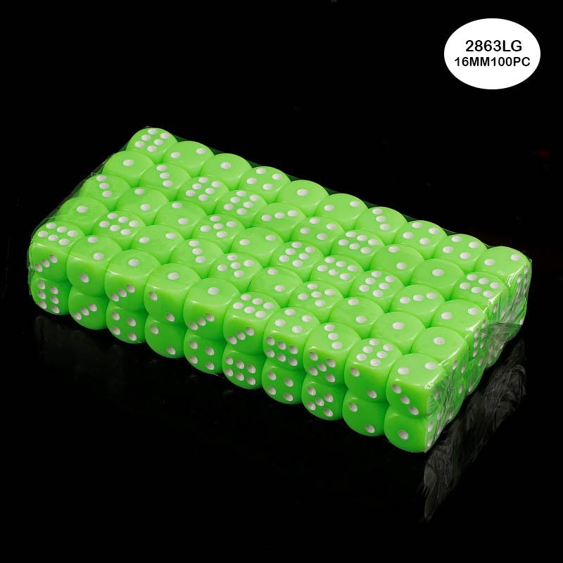 2863LG DICE L GREEN 100PCS 16MM