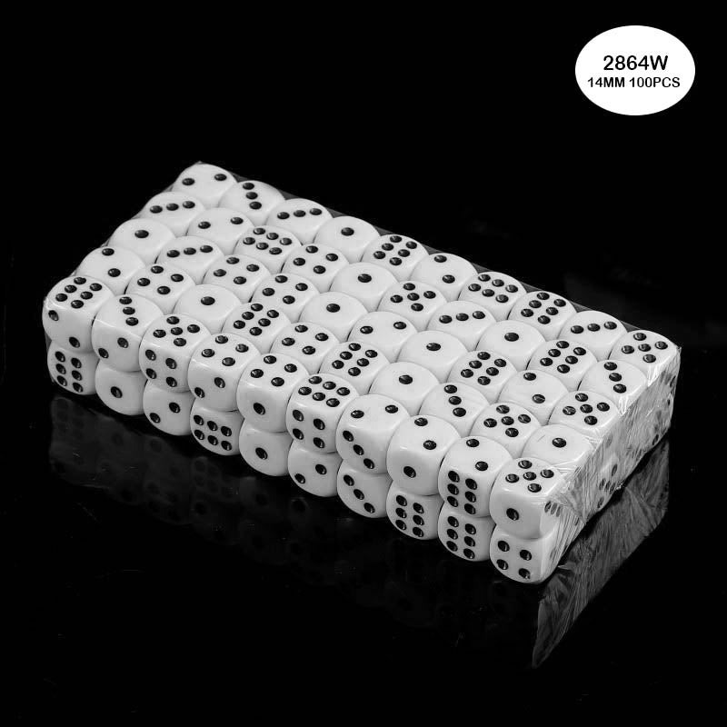 2864W DICE WHITE 100PCS 14MM O