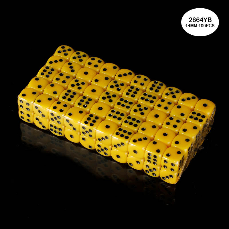 2864YB DICE YELLOW BLACK 100PCS 14MM O