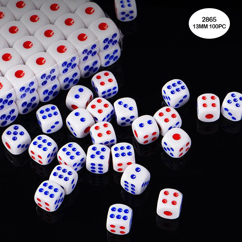 2865BK DICE BLACK 100PCS 12MM