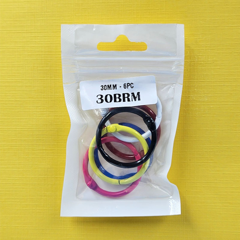 30MM BOOK BINDING MULTICOLOR RING (6PC) (30BRM)