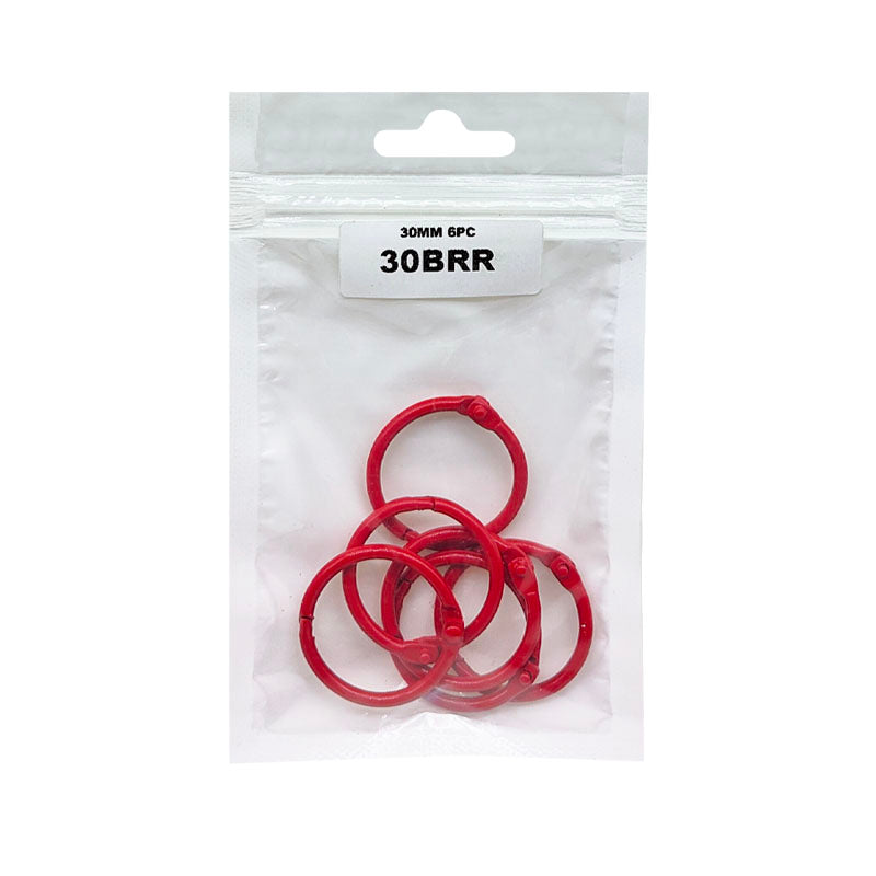30MM BOOK BINDING RED RING (6PC) (30BRR)