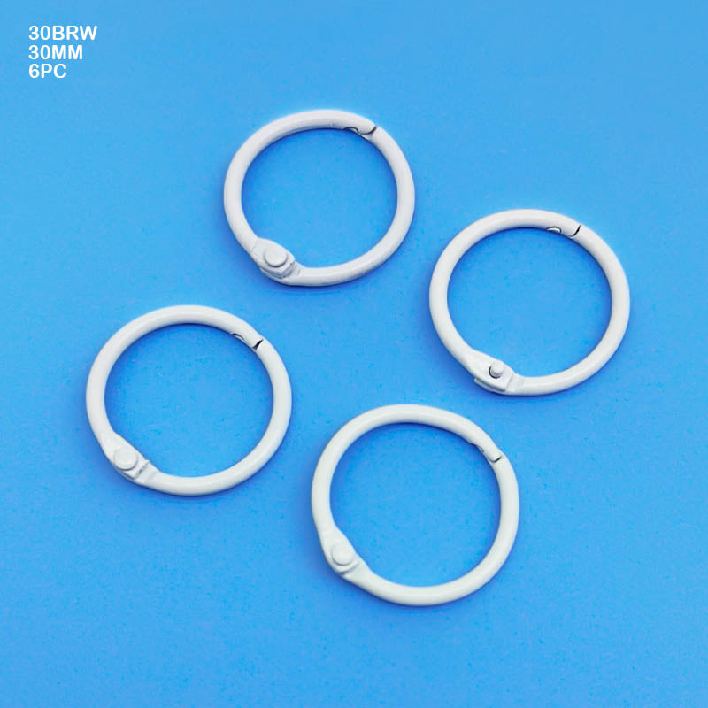 30MM BOOK BINDING WHITE RING (6PC) (30BRW)
