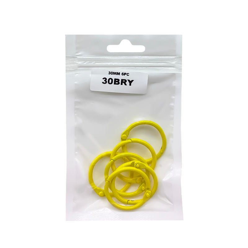 30MM BOOK BINDING YELLOW RING (6PC) (30BRY)