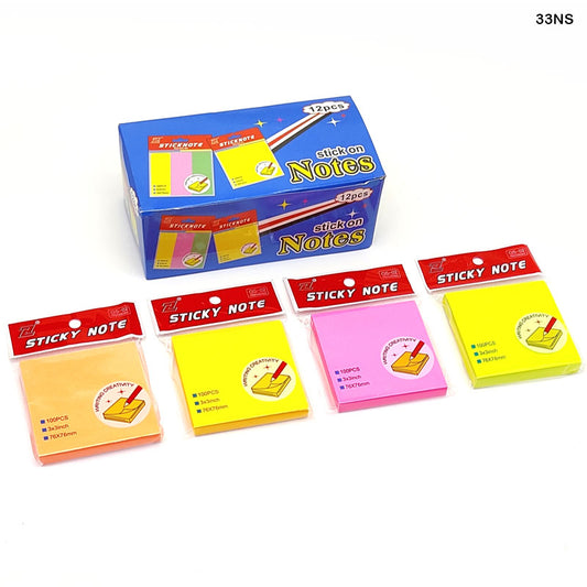 3X3 STICKY NOTES NEON SINGLE (33NS)