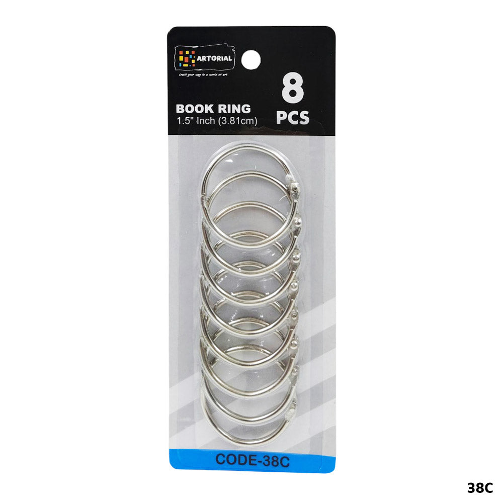 38MM CARD RING SILVER 8PC (38C)