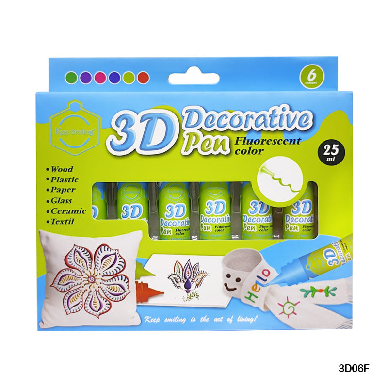 3D DECORATIVE COLOR PEN 6PC (3D06F)