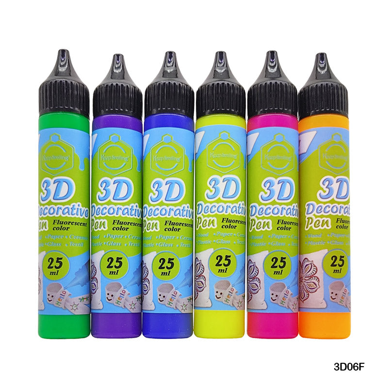 3D DECORATIVE COLOR PEN 6PC (3D06F)