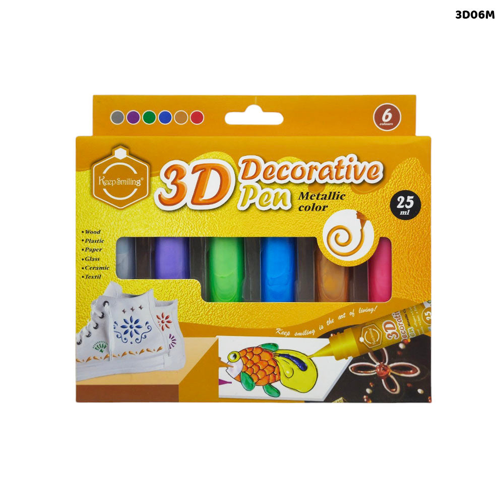 3D DECORATIVE METALIC COLOR PEN 6PC (3D06M)