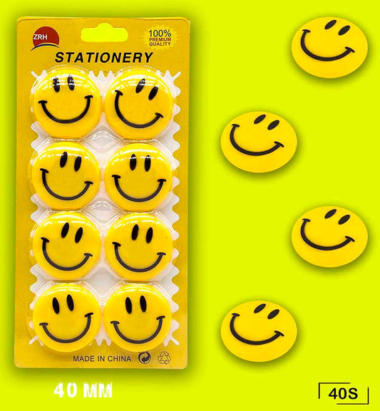 40MM SMILE MAGNET YELLOW 8PCS (40S)