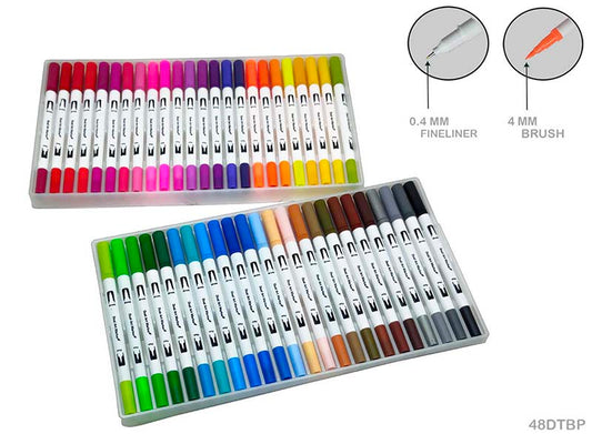 DUAL TIP BRUSH PEN 48 COLOR SET (48DTBP)
