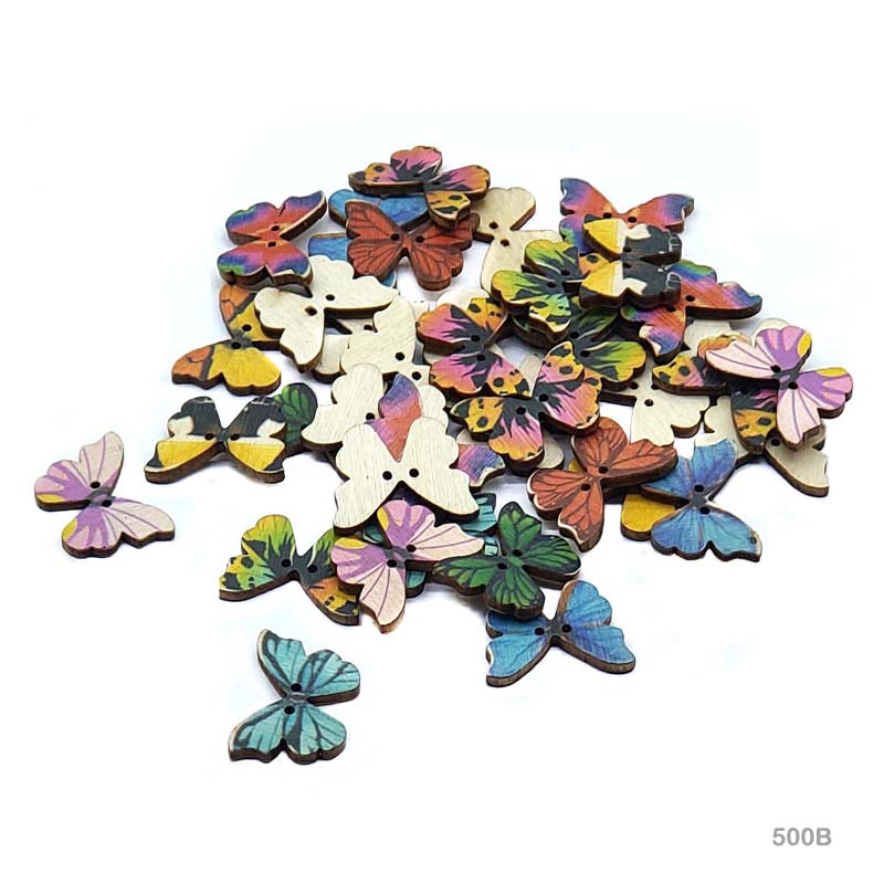 BUTTON BUTTERFLY WOODEN 500GM (500B)