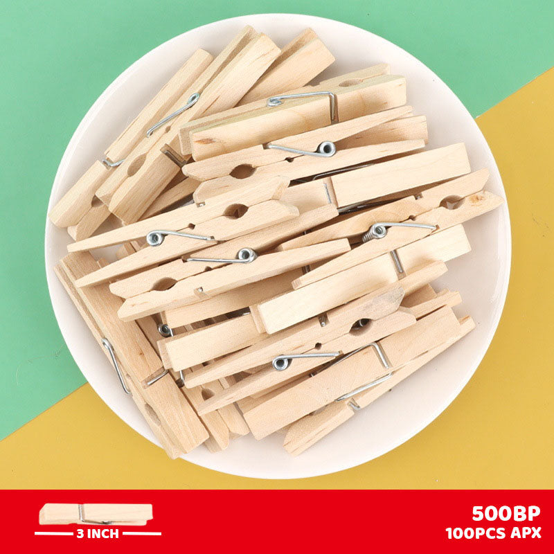 CLIP BIG PLAIN 3" 100PC WOODEN (500BP)