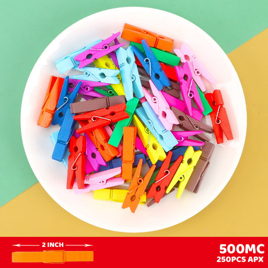 CLIP MIDIUM COLOR 2" 250PCS WOODEN (500MC)
