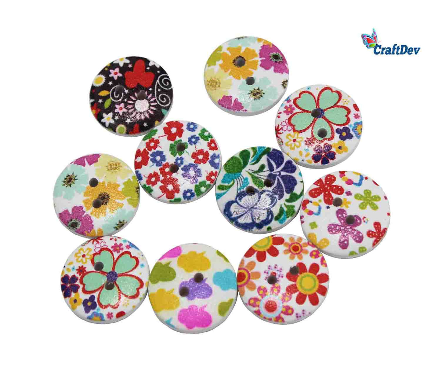 BUTTON WHITE PRINTED MEDIUM 20MM 500GM (500WM)