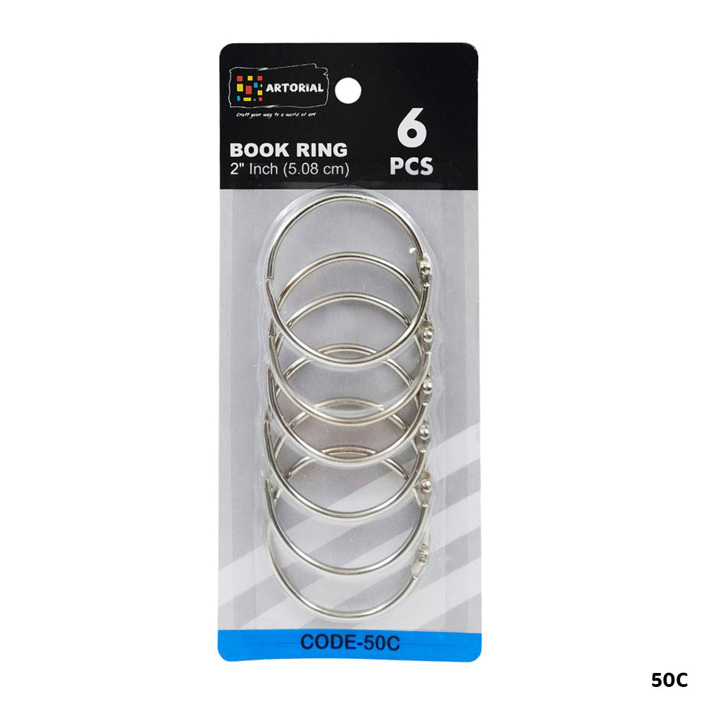 50MM CARD RING SILVER 6PC (50C)