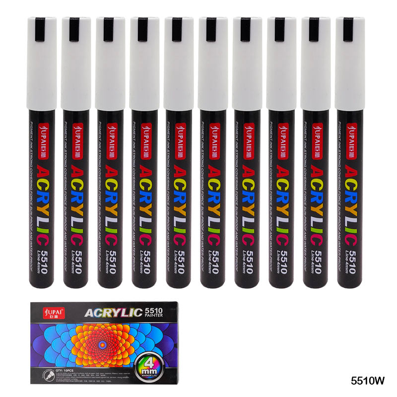 5510W ACRYLIC PAINT MARKER WHITE 10PC 4MM