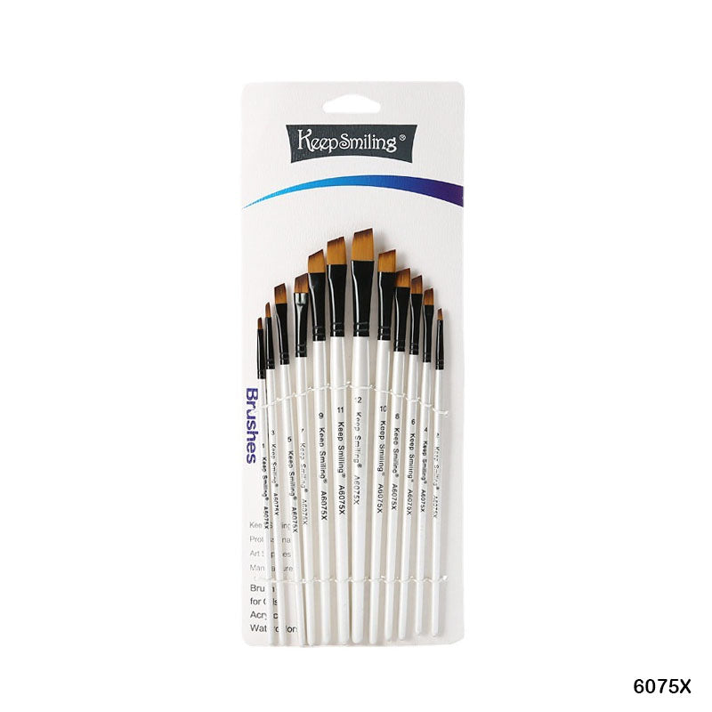 6075X 12PC PAINT BRUSH WHITE HANDLE