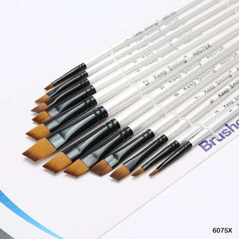 6075X 12PC PAINT BRUSH WHITE HANDLE