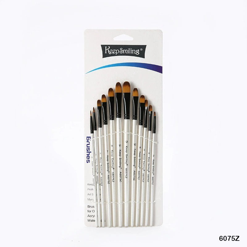 6075Z 12PC PAINT BRUSH WHITE HANDLE
