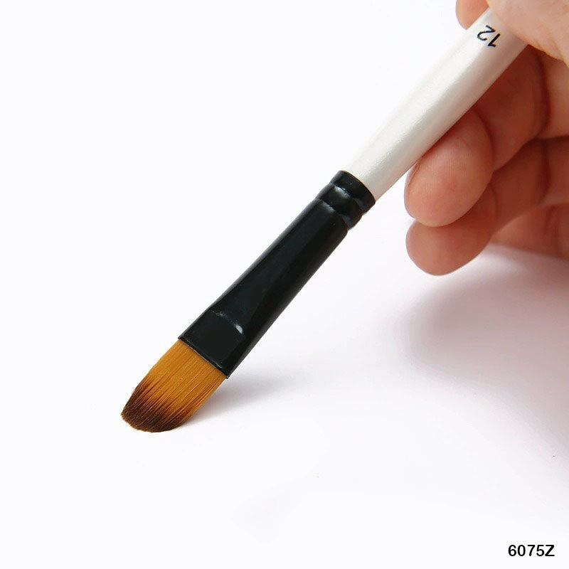 6075Z 12PC PAINT BRUSH WHITE HANDLE