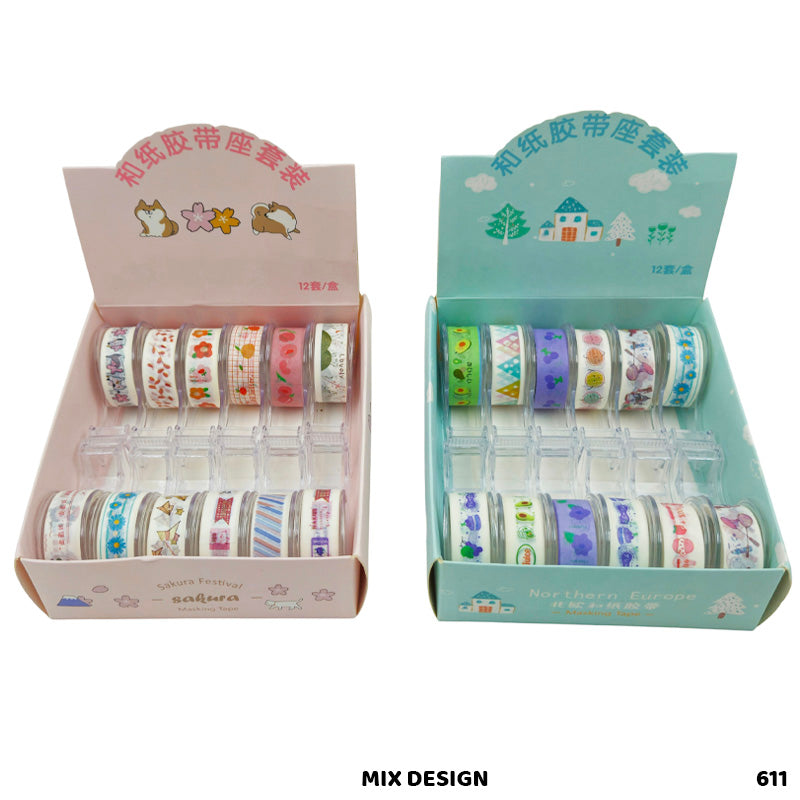 611 MASKING TAPE WITH CUTTER (SET OF 12PC)