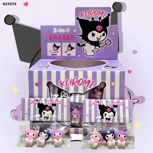 621073 3PC 2 IN 1 KUROMI ERASER TOPPER FOR PENCIL