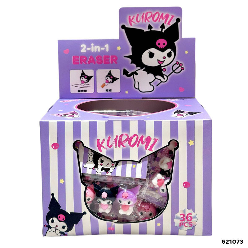621073 3PC 2 IN 1 KUROMI ERASER TOPPER FOR PENCIL