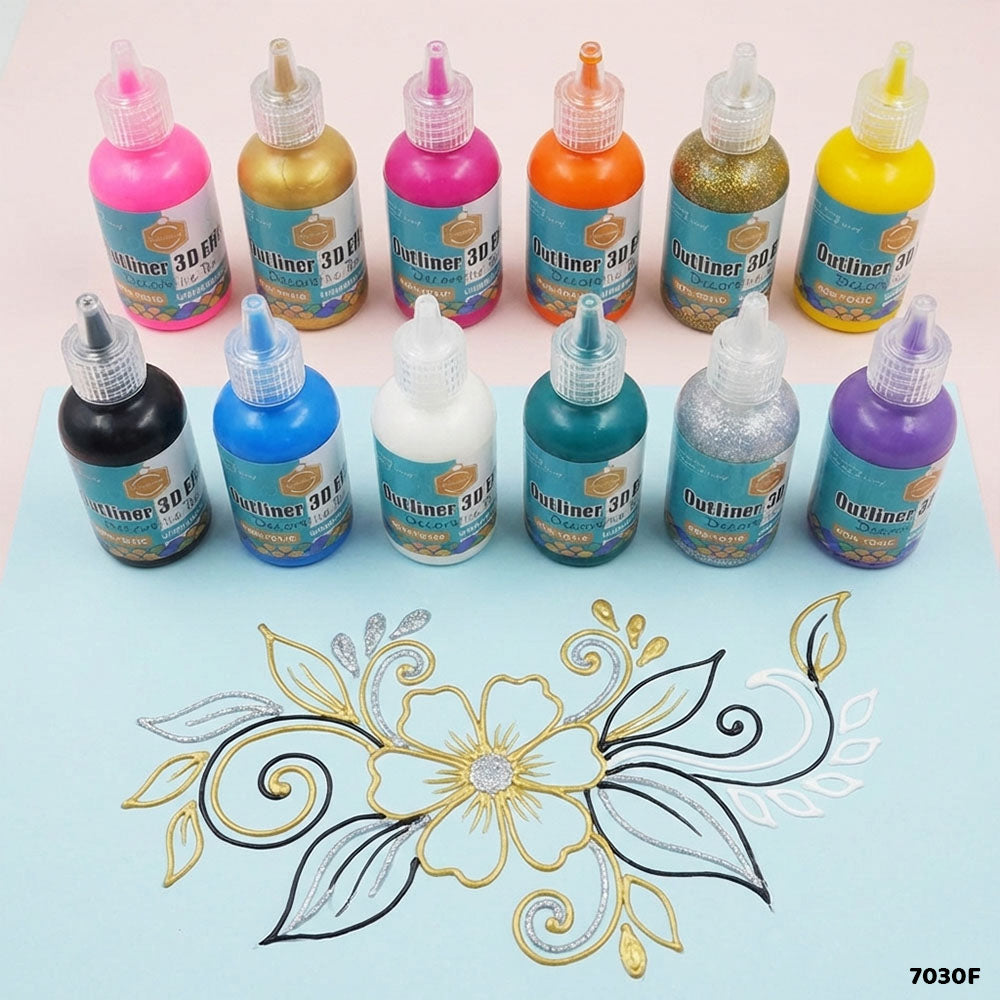7030F OUTLINER 3D EFFECT DECORATIVE PEN 30MLx12PC