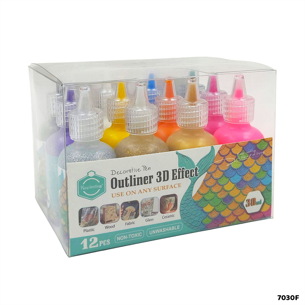 7030F OUTLINER 3D EFFECT DECORATIVE PEN 30MLx12PC