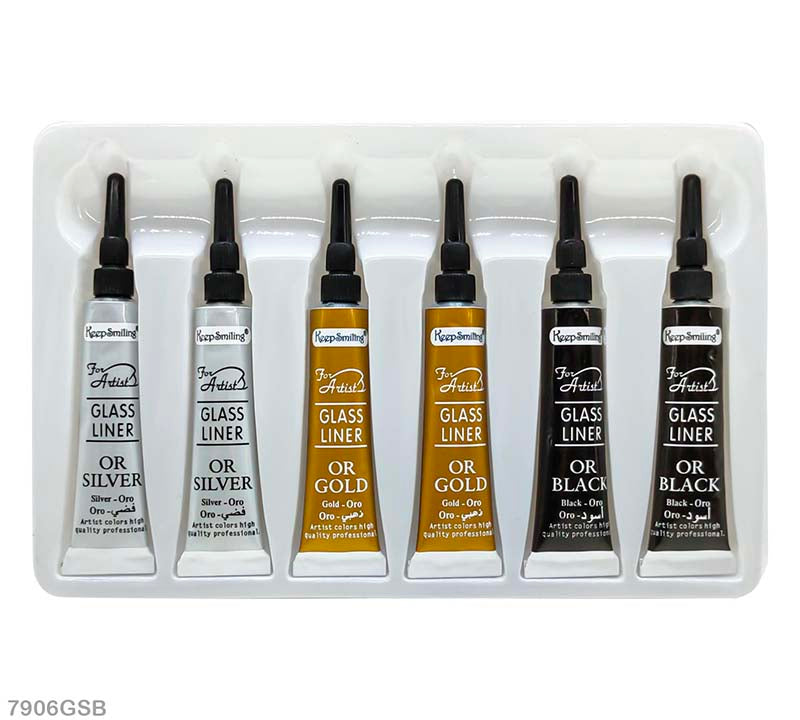 GLASS LINER 6PC GOLD SILVER BLACK 7906GSB