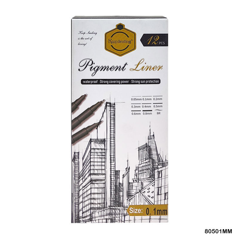 80501MM 0.1MM PIGMENT LINER PEN 12PC