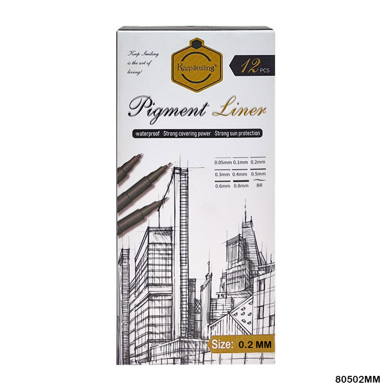 80502MM 0.2MM PIGMENT LINER PEN 12PC