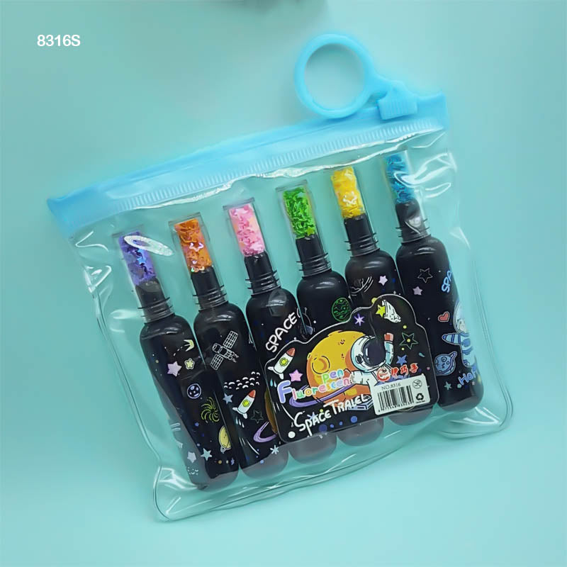 8316S SPACE HIGHLIGHTER BOTTLE SHAPE 6PC SPACE