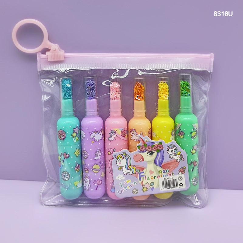 8316U UNICORN HIGHLIGHTER BOTTLE SHAPE 6PC
