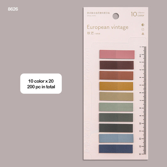 8626 STICKY NOTES 10 COLOR 11X44MM EUROPEAN VINTAGE