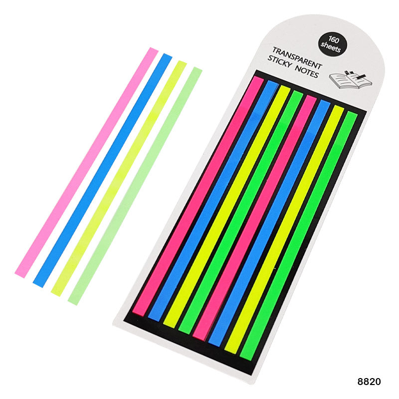 STICKY NOTES NEON 8 STRIPE 14CMX5MM (8820)
