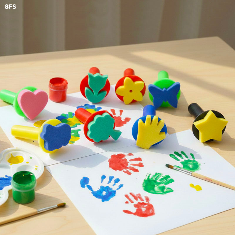 8PC FOAM STAMP WITH LONG PLASTIC HANDLE (8FS)