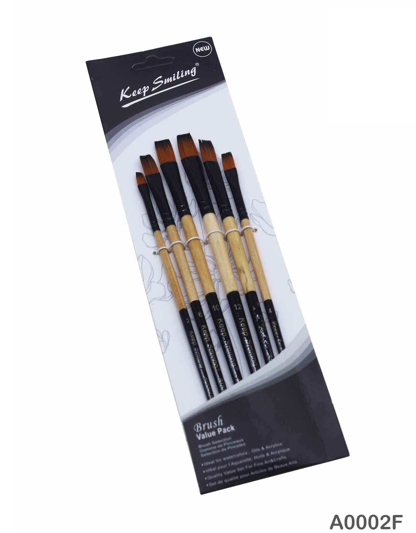 A0002F 6PC PAINT BRUSH FLAT C/W HANDLE