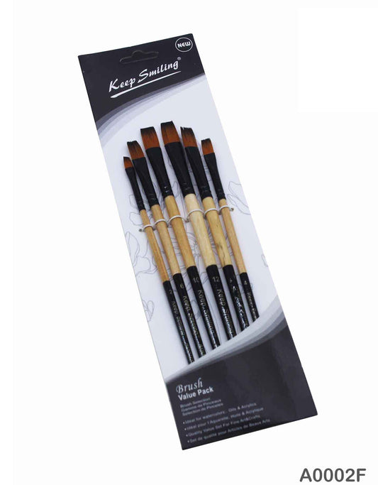 A0002F 6PC PAINT BRUSH FLAT C/W HANDLE