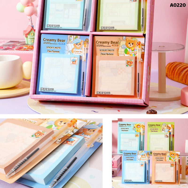 A0220 STICKY NOTE WITH PEN 75x75MM 60 SHEET (24PKT)
