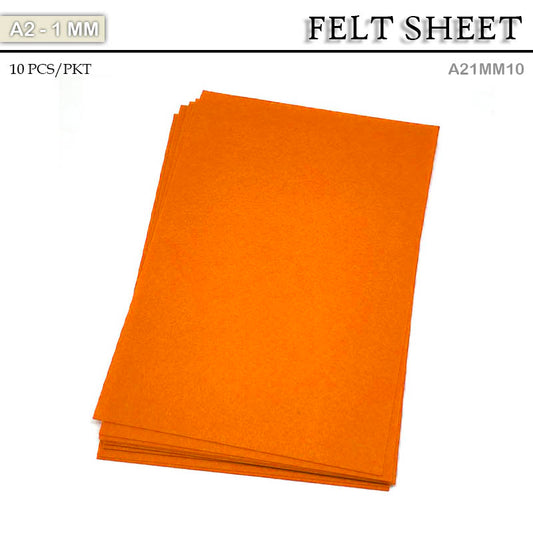 FELT SHEET A2 1MM ORANGE 10sheet (A21MM10)