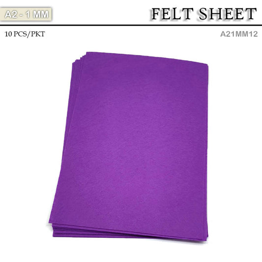 FELT SHEET A2 1MM PURPLE 10sheet (A21MM12)