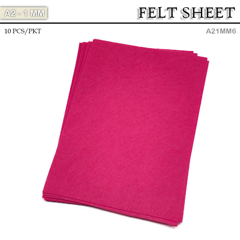 FELT SHEET A2 1MM DARK PINK 10sheet (A21MM6)