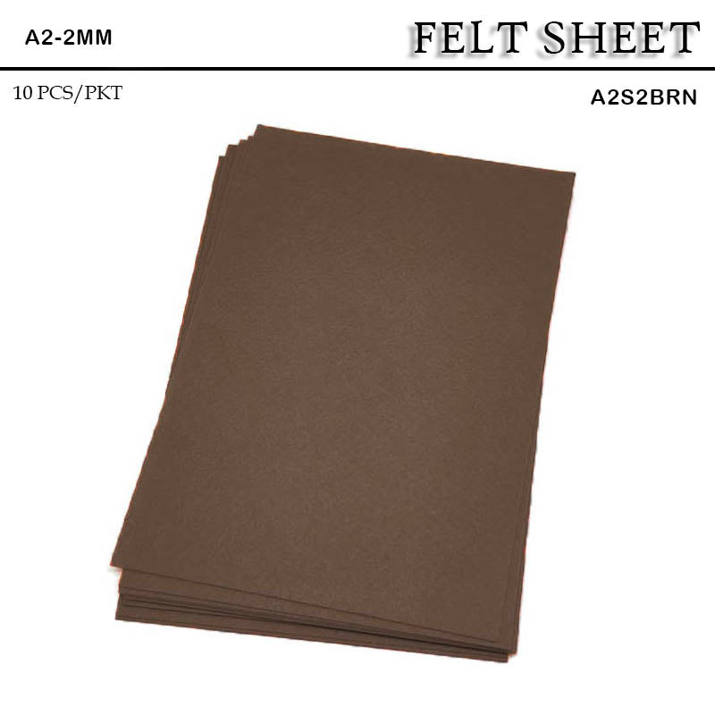 FELT SHEET A2 2MM SOFT BROWN (A2S2BRN) 10sheet