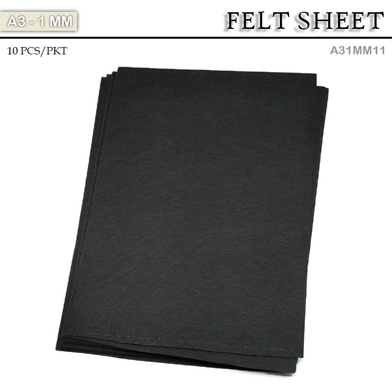 FELT SHEET A3 1MM BLACK (A31MM11) 10sheet