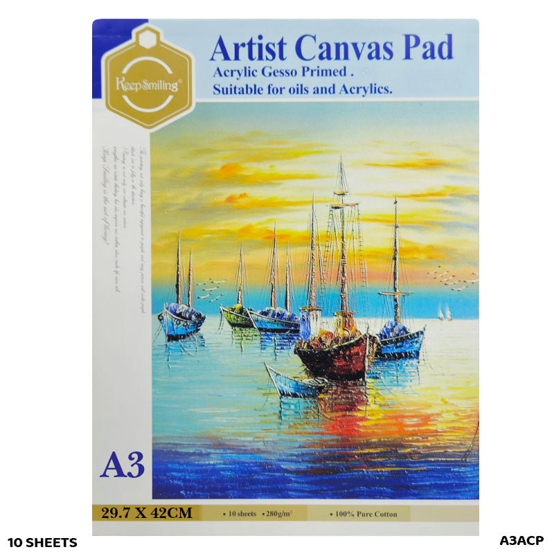 A3 ARTIST CANVAS PAD 280GSM 10SHEET A3ACP